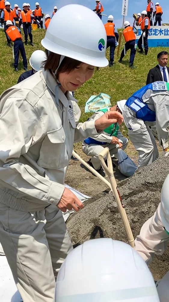 河川敷の清掃活動に取り組む辻󠄀村公子